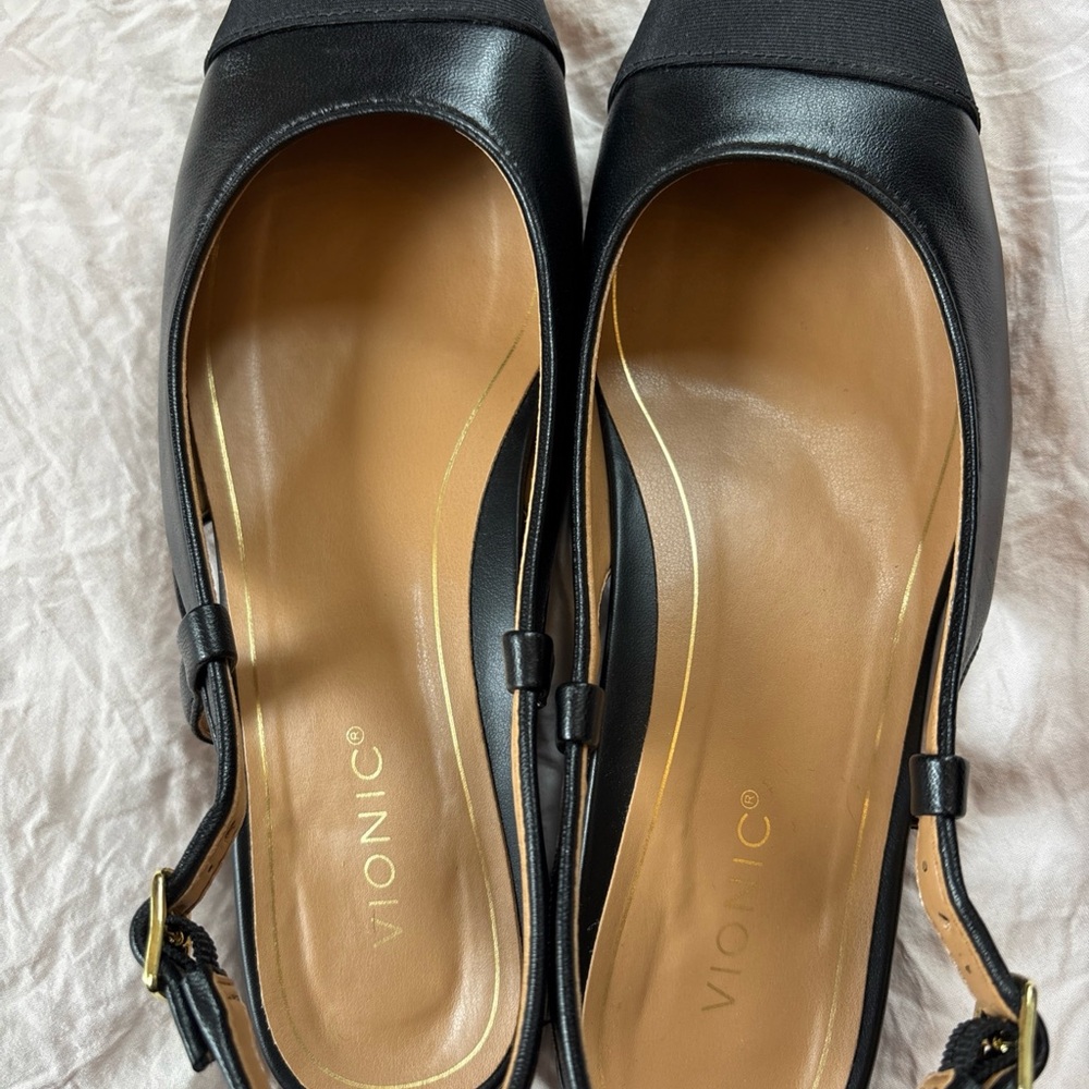 Vionic Black Heeled Slingback Shoes